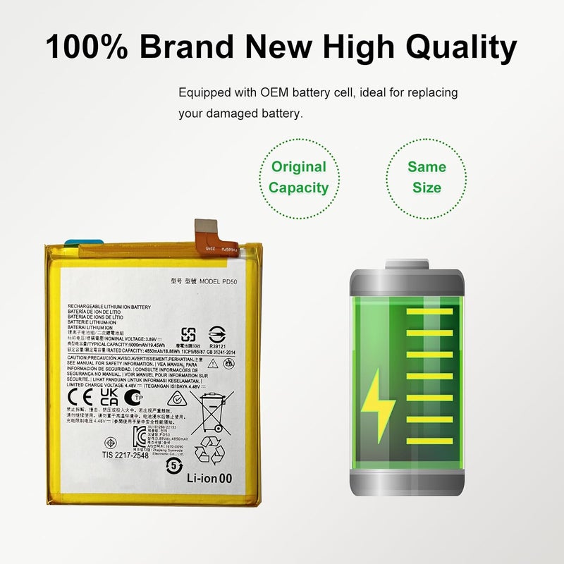 MAXSHARKS Compatible with Moto G Power 2023 5G Battery Replacement Kit, PD50 Upgraded Battery for XT2311 Series, with Repair Tools & Manual - Image 3